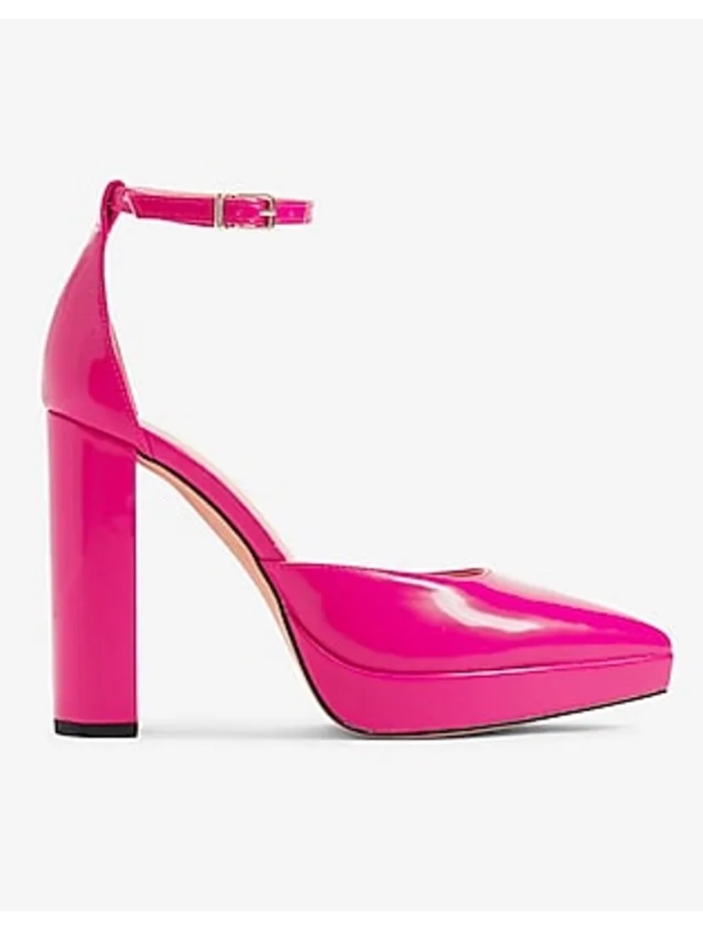 New Express Patent Platform Ankle-Strap Pumps in Hot Pink